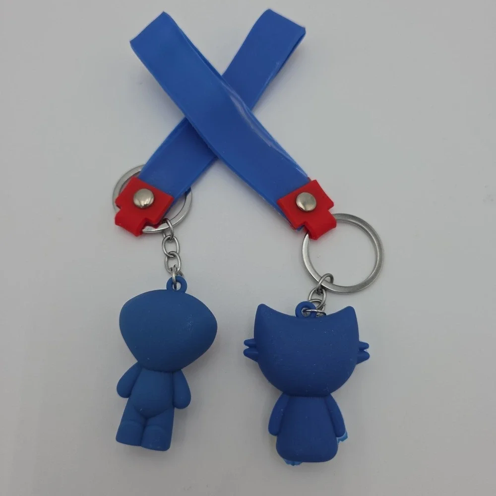Brand New! 2 Pc Poppy Playtime Huggy Wuggy Charm Keychains With Wrist Strap PVC